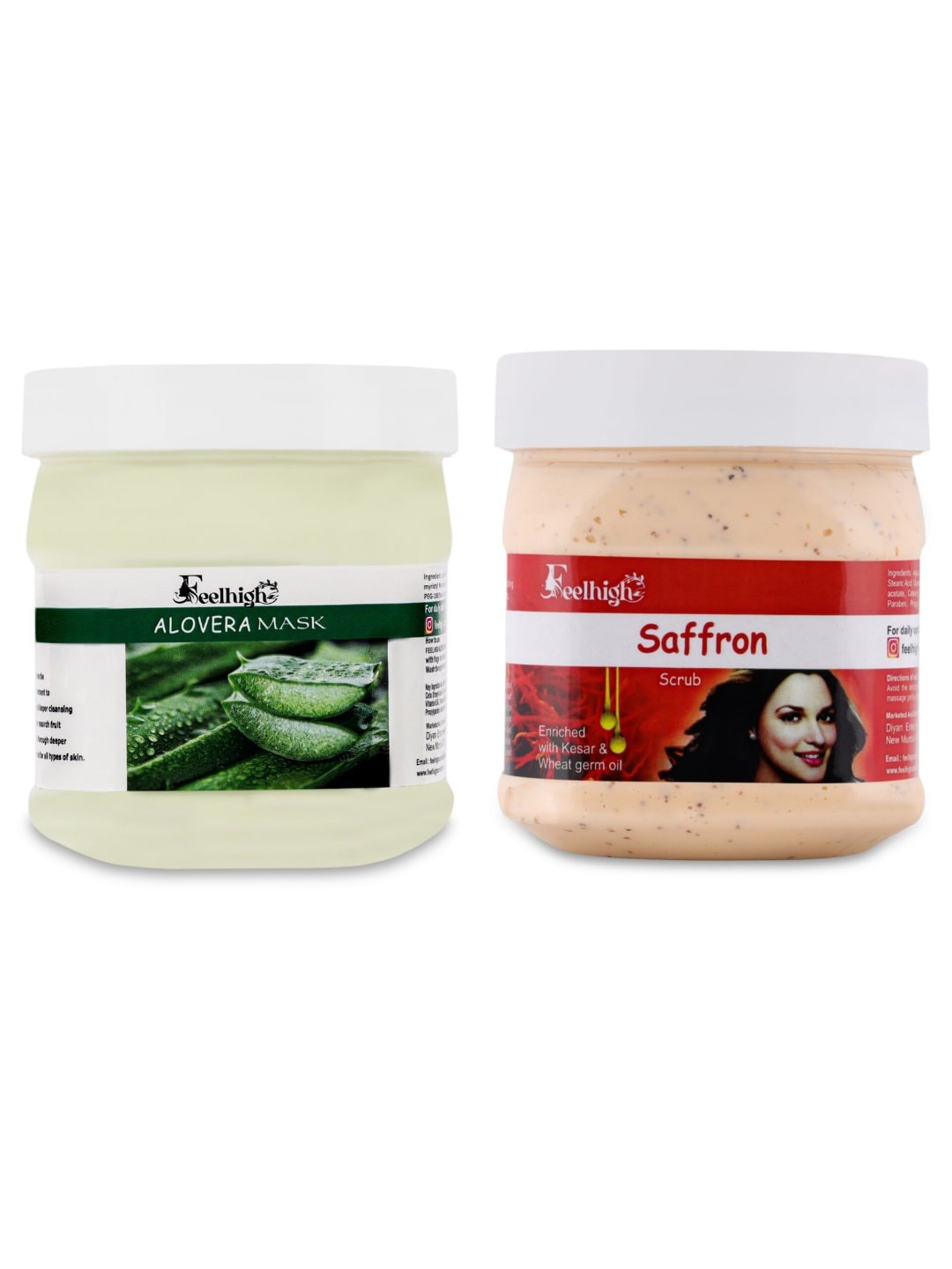 

FEELHIGH Face & Body Aloe Vera Mask & Saffron Scrub - 1000ml, Multi