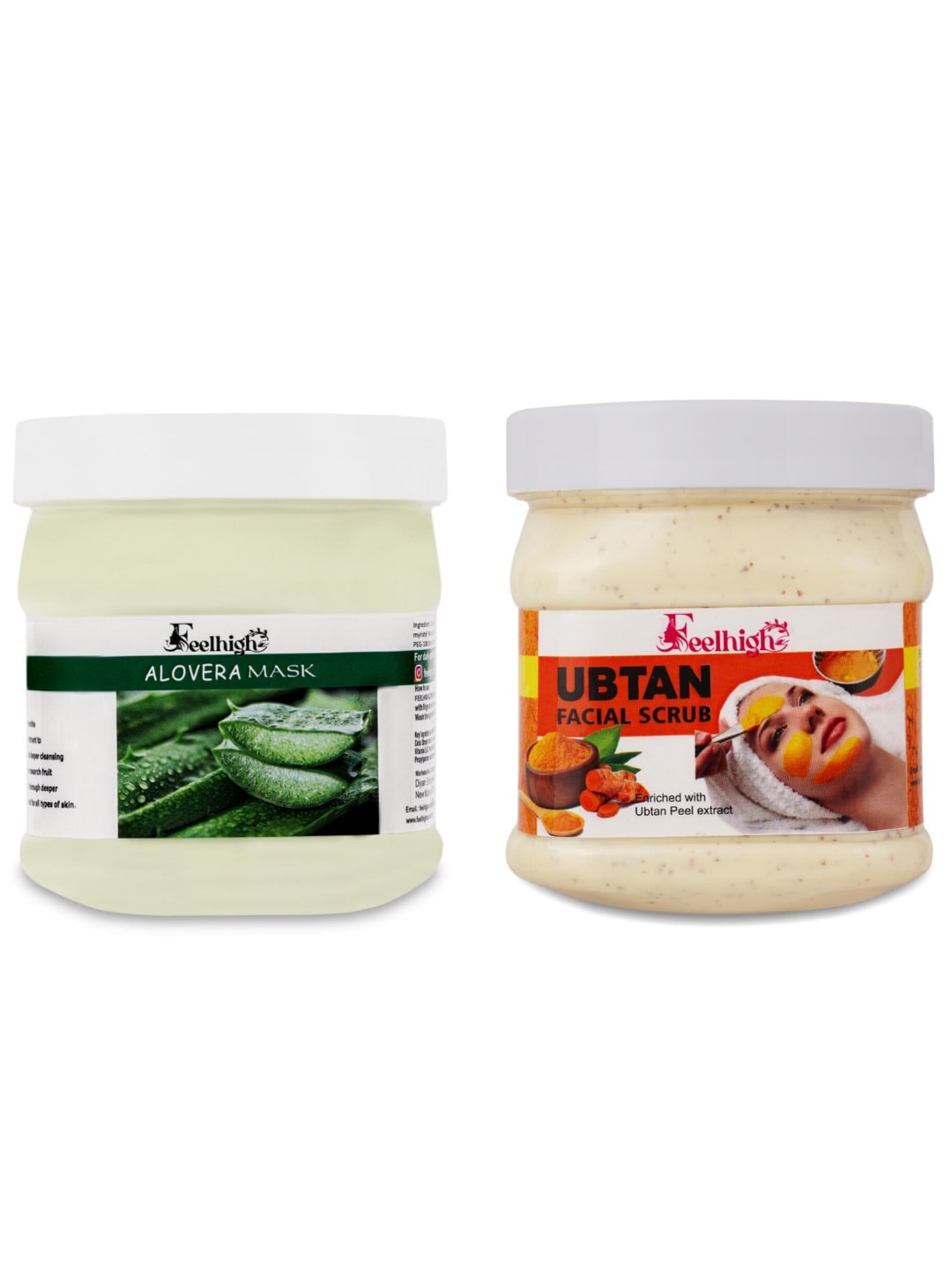 

FEELHIGH Face & Body Aloe Vera Mask 500ml & Ubtan Scrub 500ml, Multi