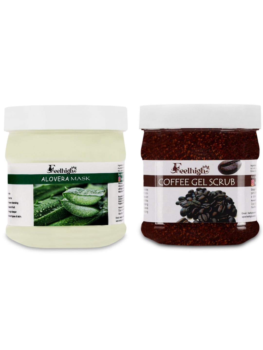 

FEELHIGH Face & Body Aloe Vera Mask 500ml &Coffee gel Scrub500ml, Multi