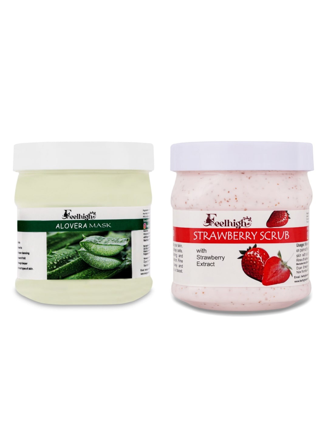 

FEELHIGH Set Of 2 Face & Body Aloevera Mask & Gold Scrub-500ml Each, Na