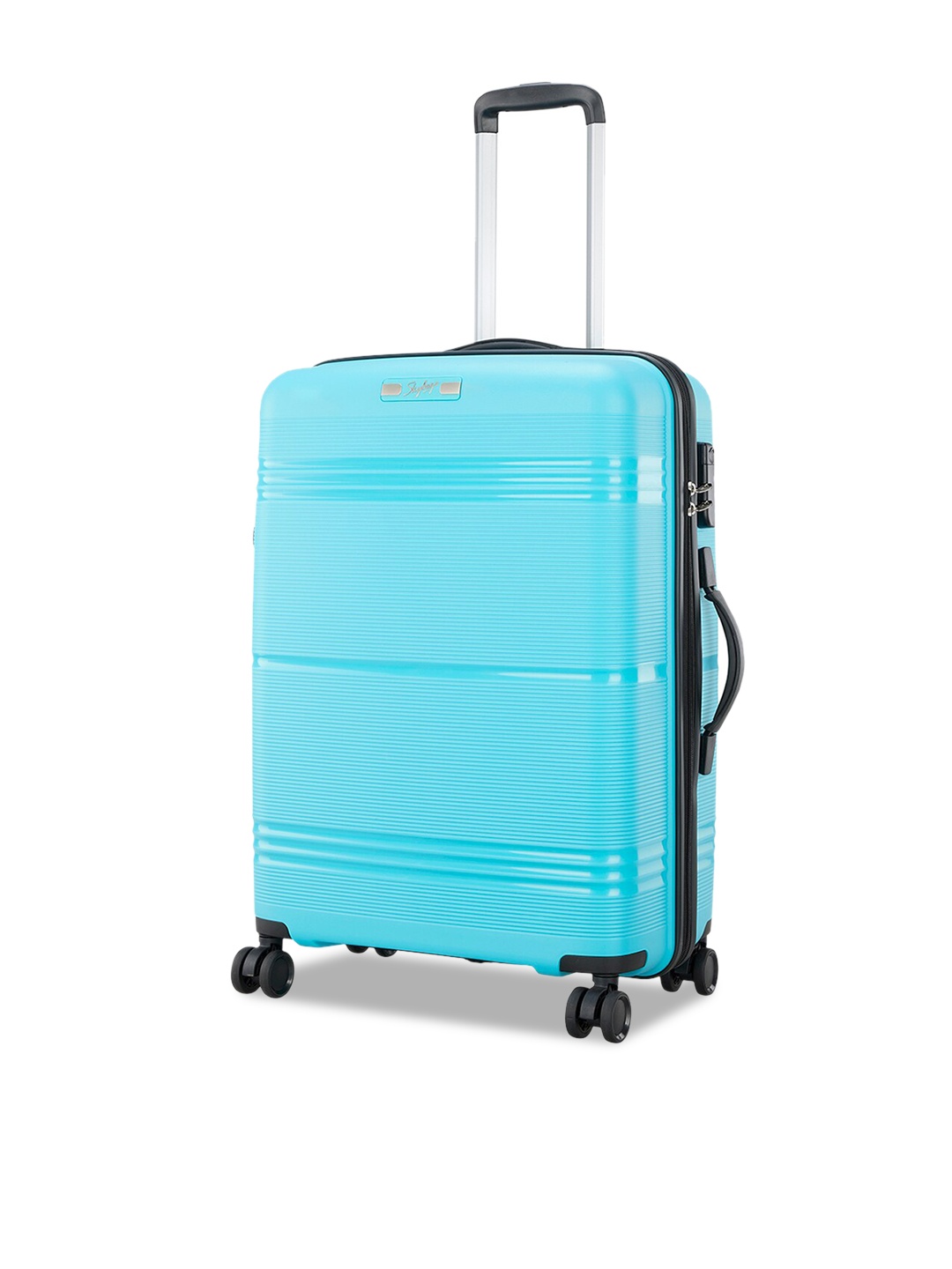 

Skybags Hard-Sided Textured Medium Trolley Suitcase, Turquoise blue