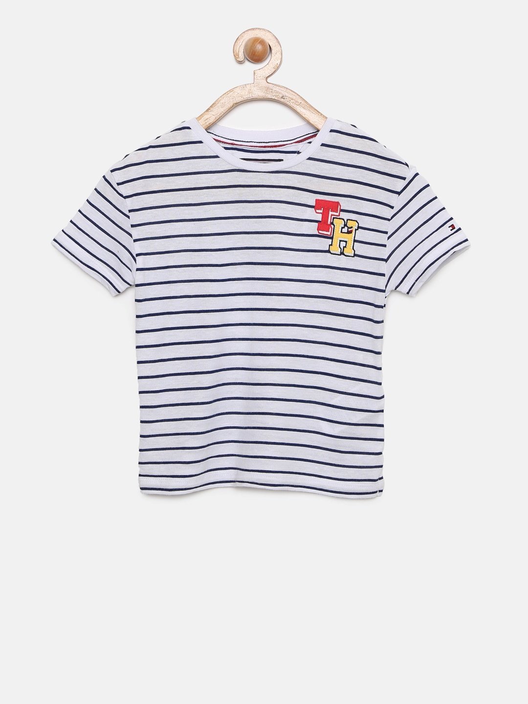 

Tommy Hilfiger Girls White & Blue Striped T-shirt
