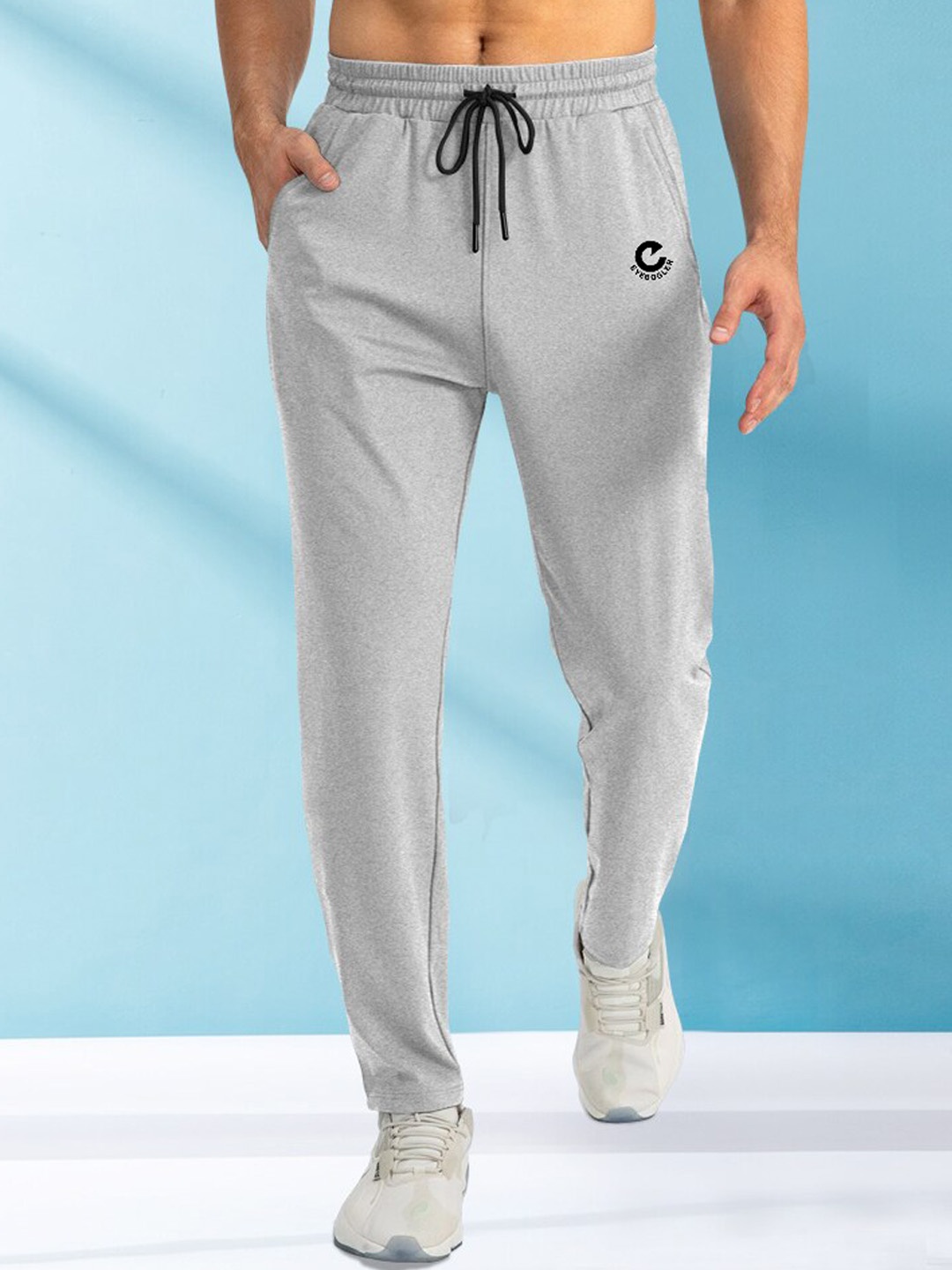 

Eyebogler Men Mid-Rise Cotton Track Pants, Grey