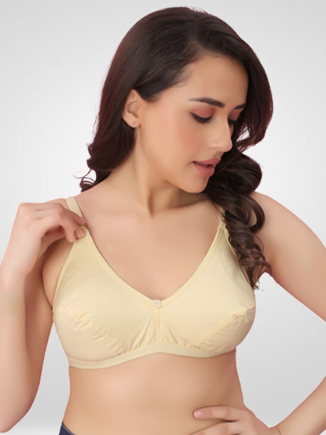 

N N ENTERPRISE Medium Coverage All Day Comfort Cotton Everyday Bra, Cream