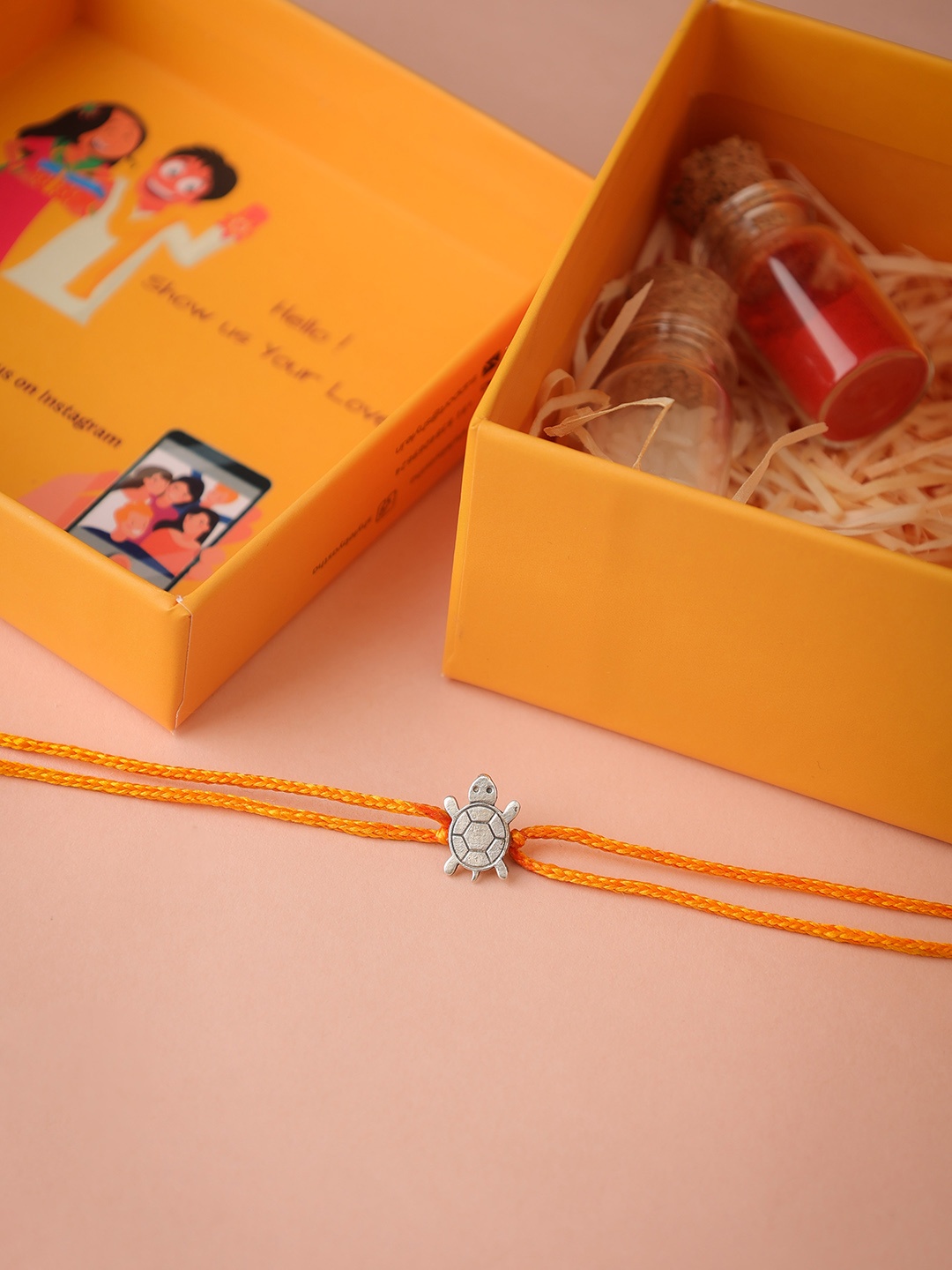 

Shyle 925 Sterling Silver Auspicious Tortoise Rakhi, Yellow