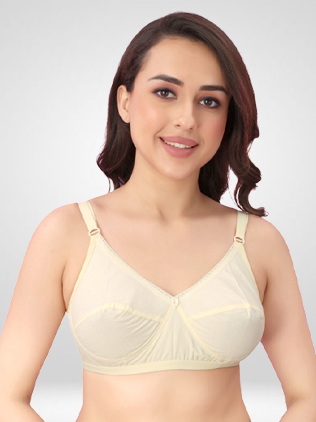 

N N ENTERPRISE Medium Coverage All Day Comfort Cotton Everyday Bra, Cream