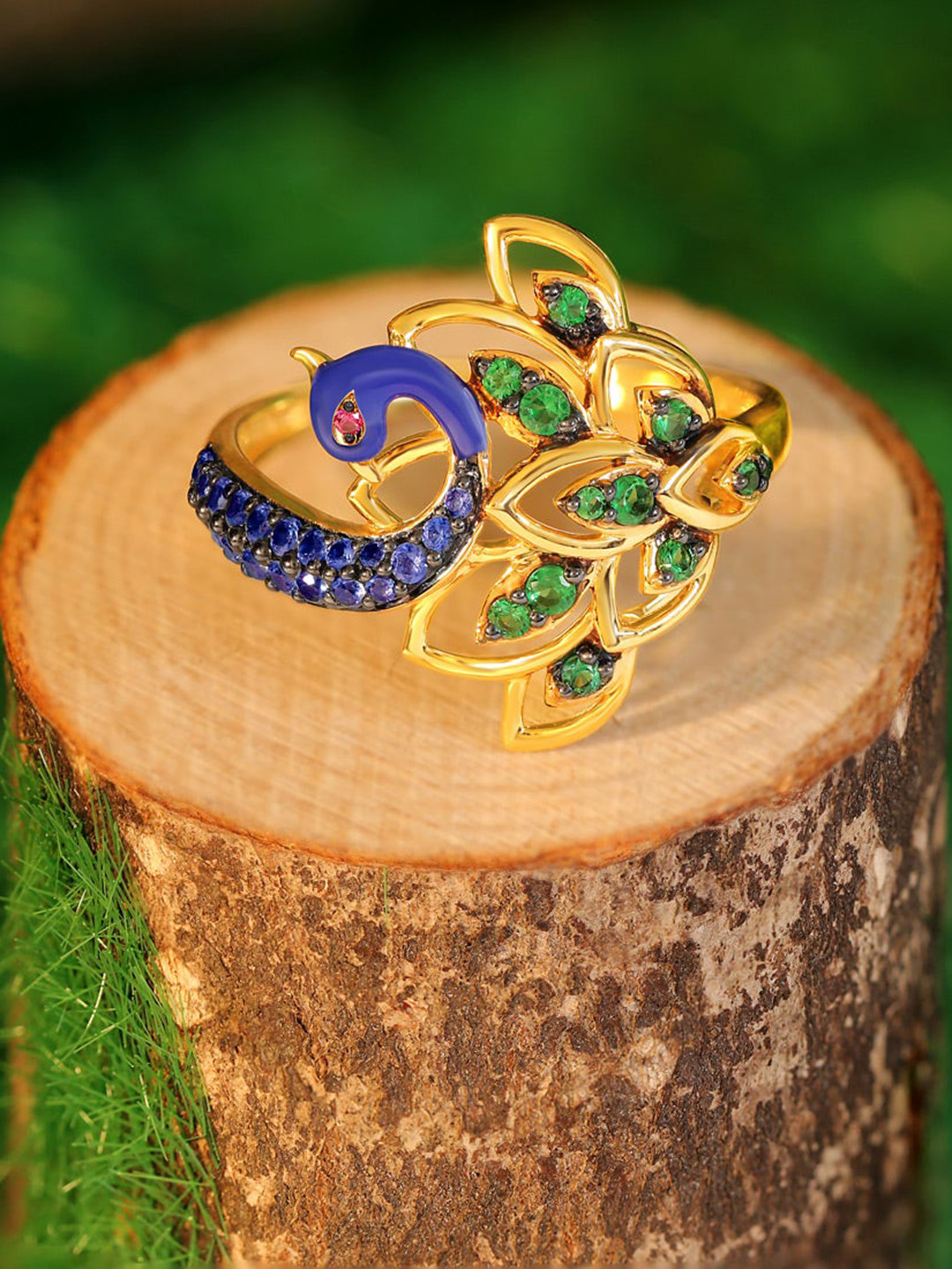 

CANDERE A KALYAN JEWELLERS COMPANY 14KT BIS Hallmark Gold Gemstone Studded Ring-2.55gm