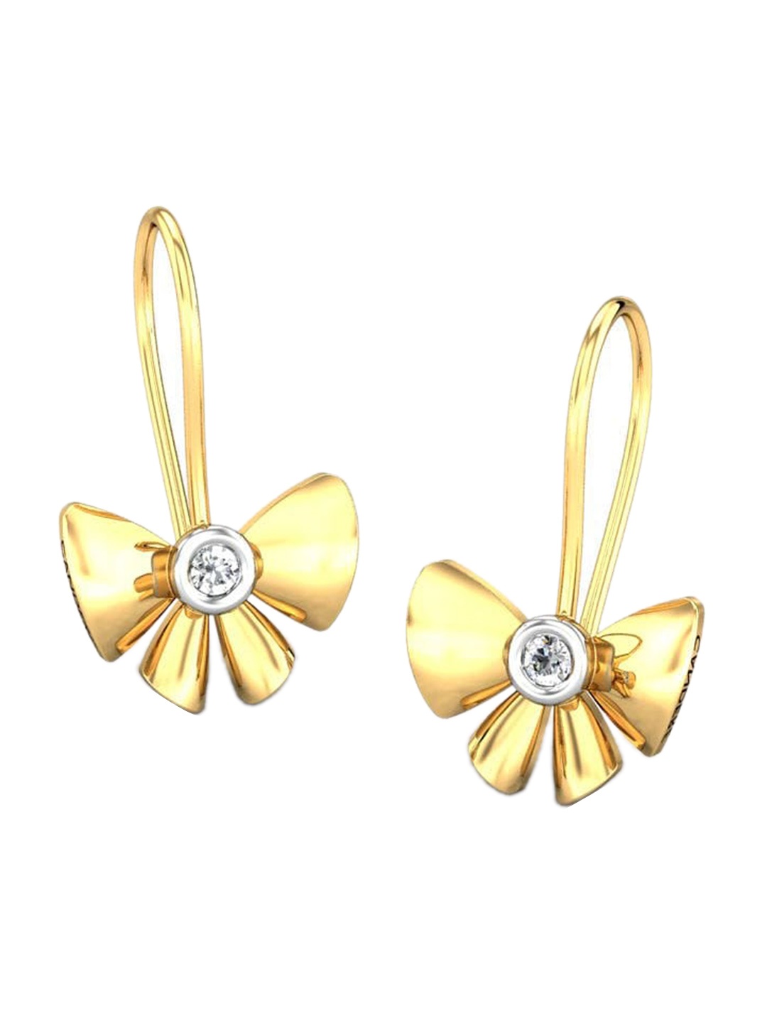 

CANDERE A KALYAN JEWELLERS COMPANY 18KT BIS Hallmark Gold Diamond-Studded Earrings -1.2gm