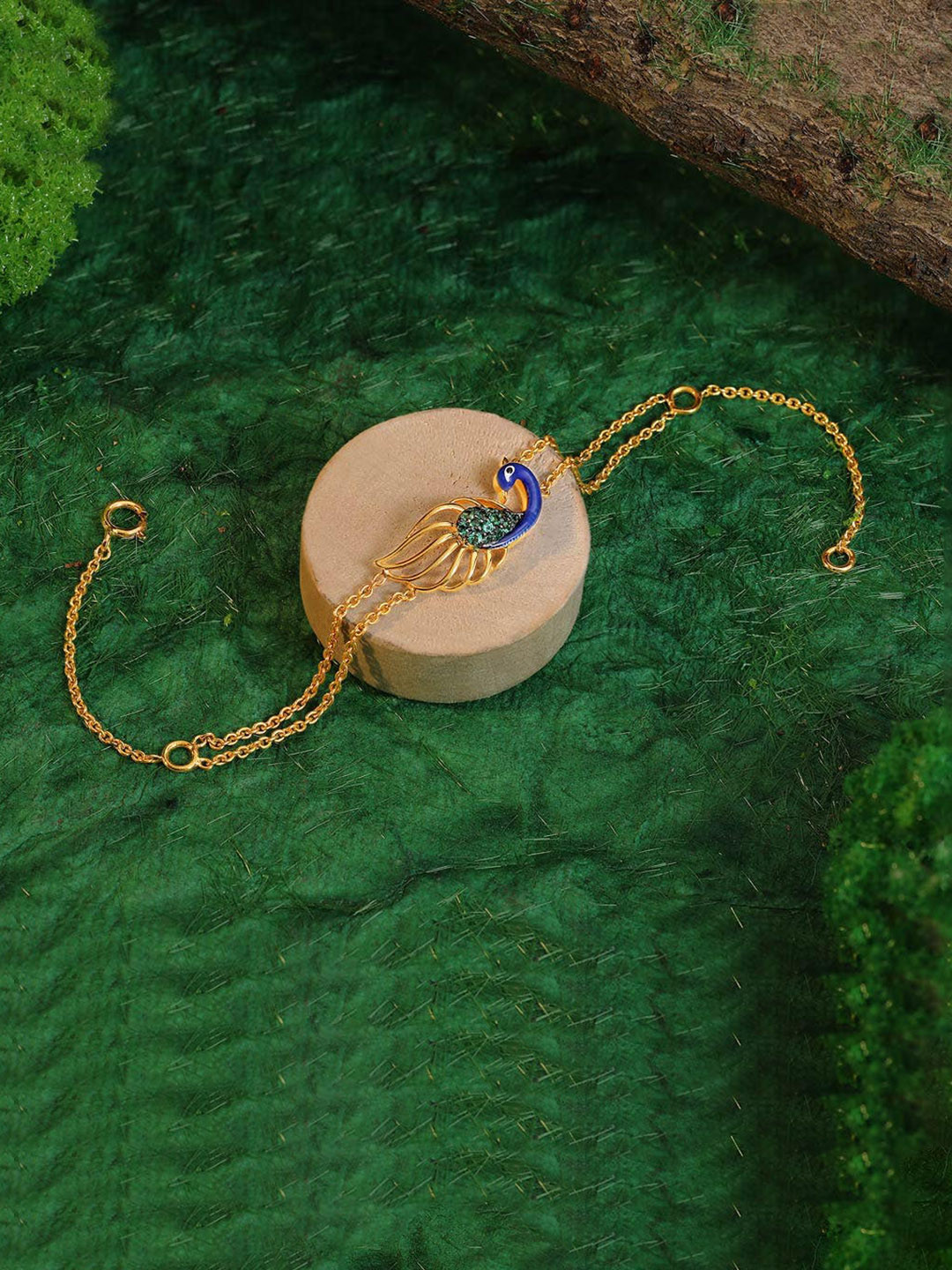 

CANDERE A KALYAN JEWELLERS COMPANY Peacock 18KT Gemstone Gold Bracelet-2.53 g