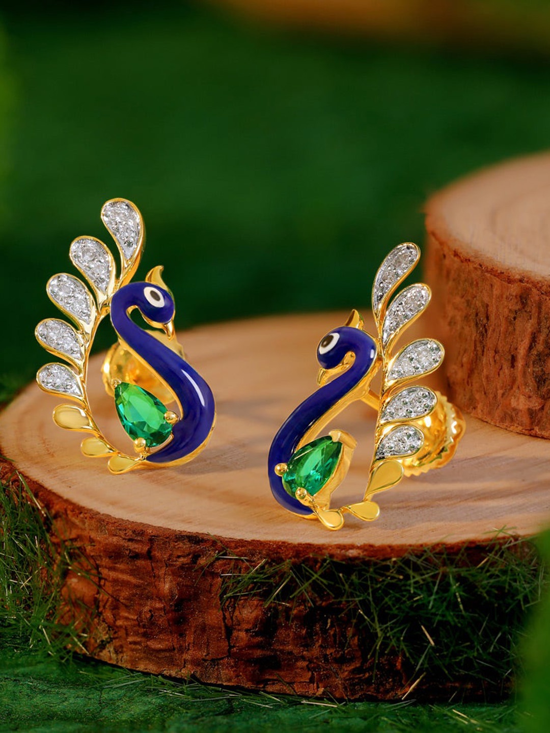 

CANDERE A KALYAN JEWELLERS COMPANY 14KT BIS Hallmark Gold Diamond-Studded Earrings -2.97 g