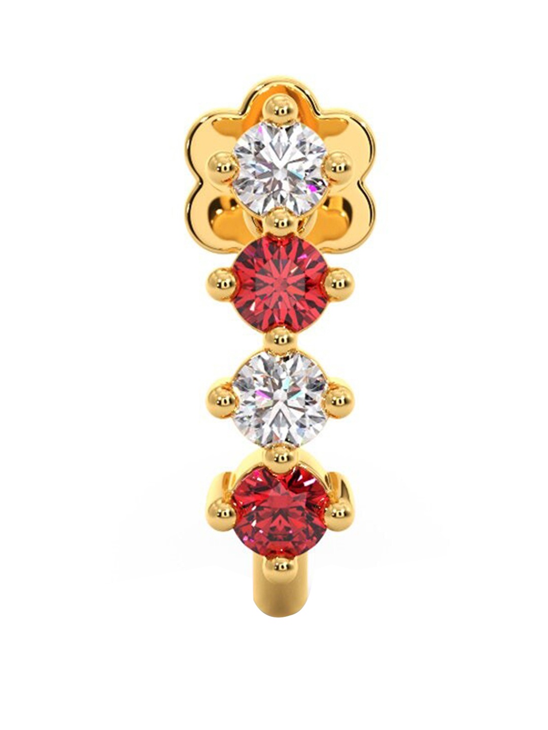 

CANDERE A KALYAN JEWELLERS COMPANY 18KT Gold Diamond-Studded Nose Pin-0.4gm