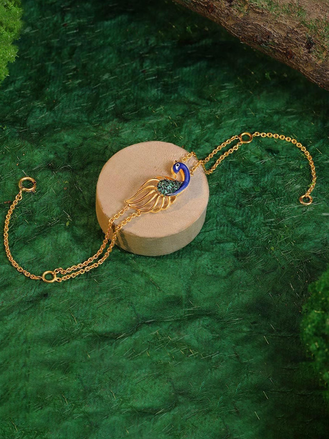 

CANDERE A KALYAN JEWELLERS COMPANY Peacock 14KT Gemstone Gold Bracelet -1.92gm