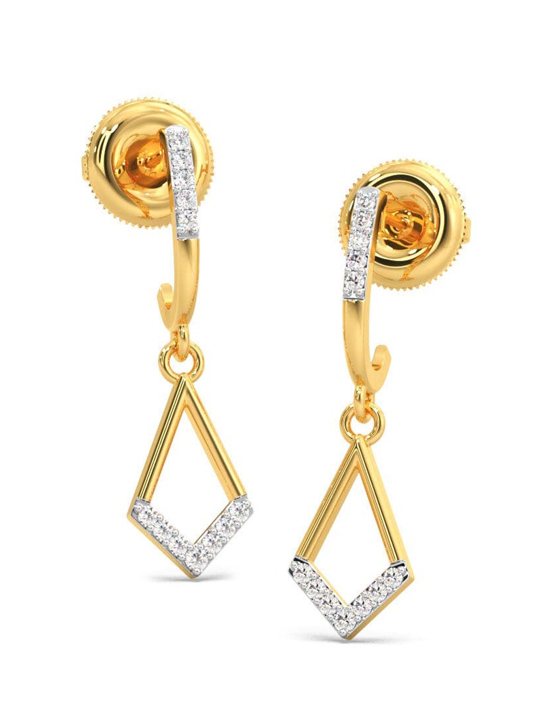 

CANDERE A KALYAN JEWELLERS COMPANY 18KT BIS Hallmark Gold Diamond-Studded Earrings -1.51gm