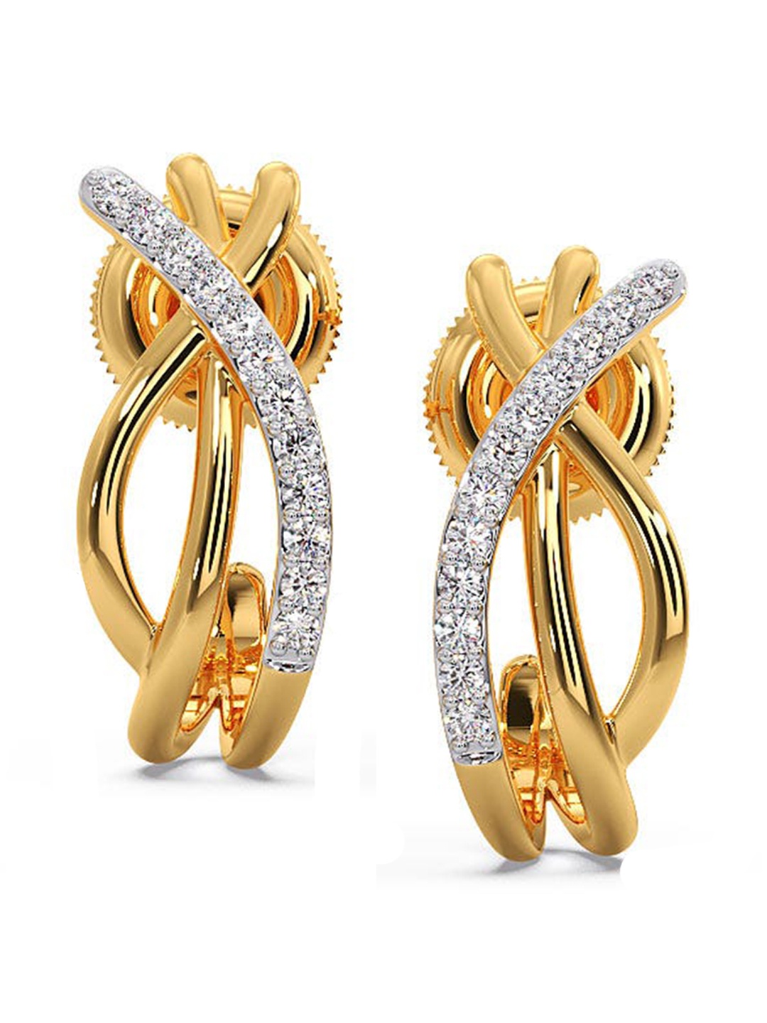 

CANDERE A KALYAN JEWELLERS COMPANY 18KT BIS Hallmark Gold Diamond-Studded Earrings -2.31 g