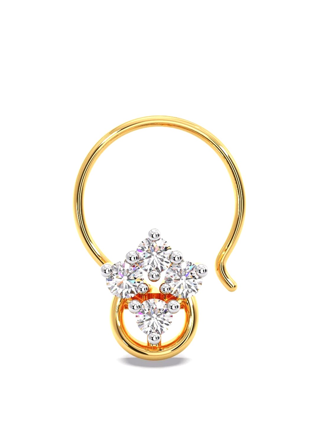 

CANDERE A KALYAN JEWELLERS COMPANY 18KT Gold Diamond-Studded Nose Pin-0.4gm