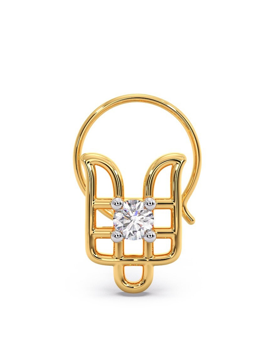 

CANDERE A KALYAN JEWELLERS COMPANY 18KT Gold Diamond Studded Nosepin-0.5gm