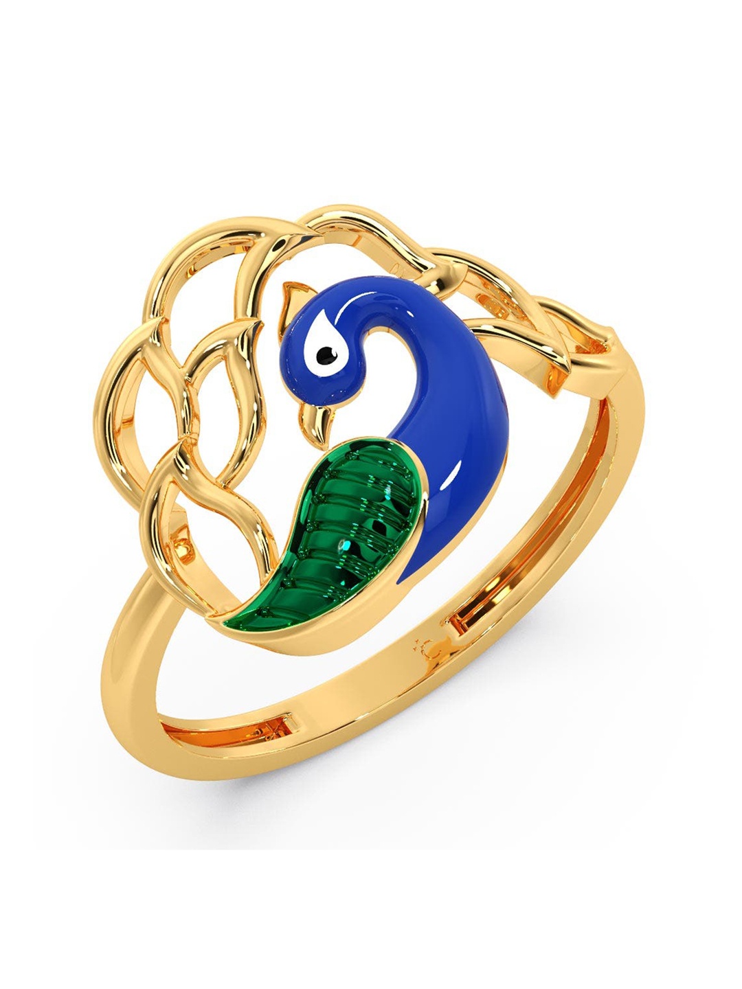 

CANDERE A KALYAN JEWELLERS COMPANY Peacock 14KT BIS Hallmark Gold Ring-1.82gm