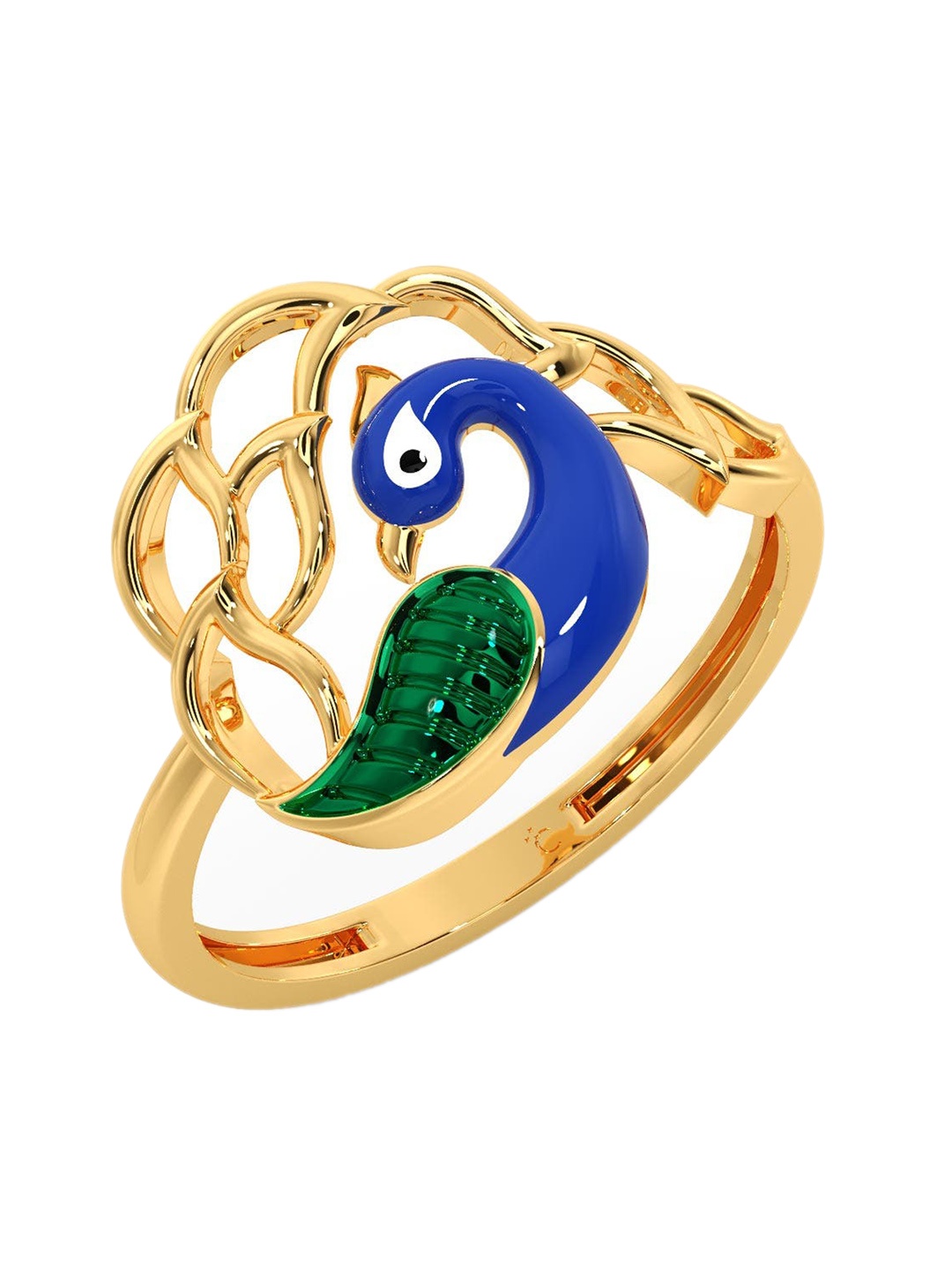 

CANDERE A KALYAN JEWELLERS COMPANY Peacock 18KT BIS Hallmark Gold Ring 1.95 g