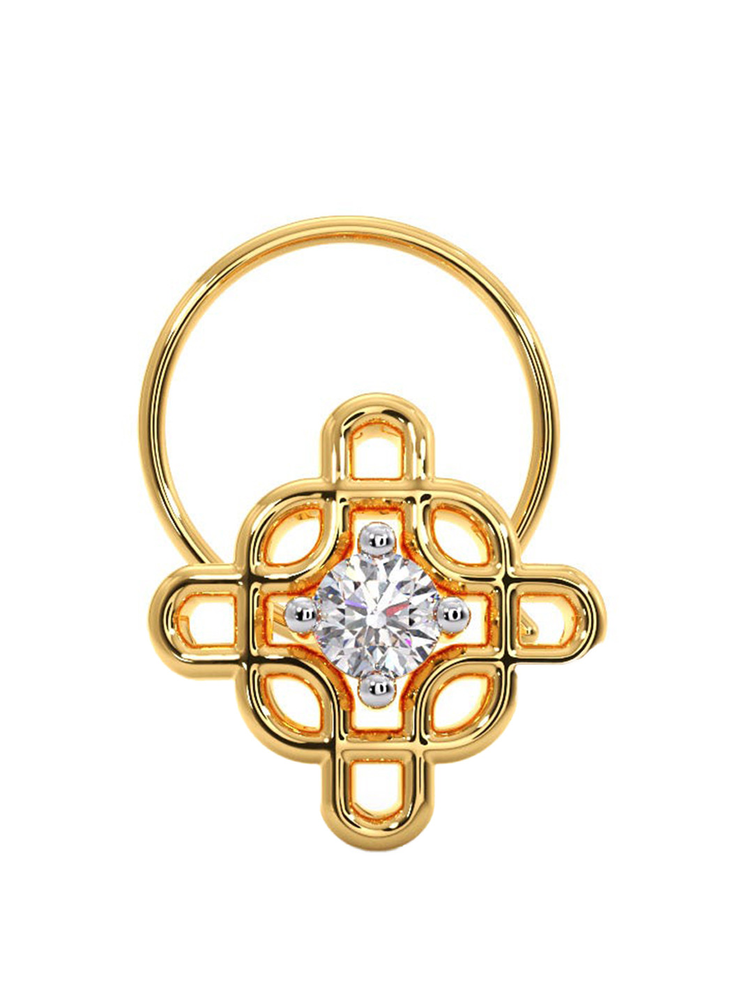 

CANDERE A KALYAN JEWELLERS COMPANY 18KT Gold Diamond Studded Nosepin-0.5gm
