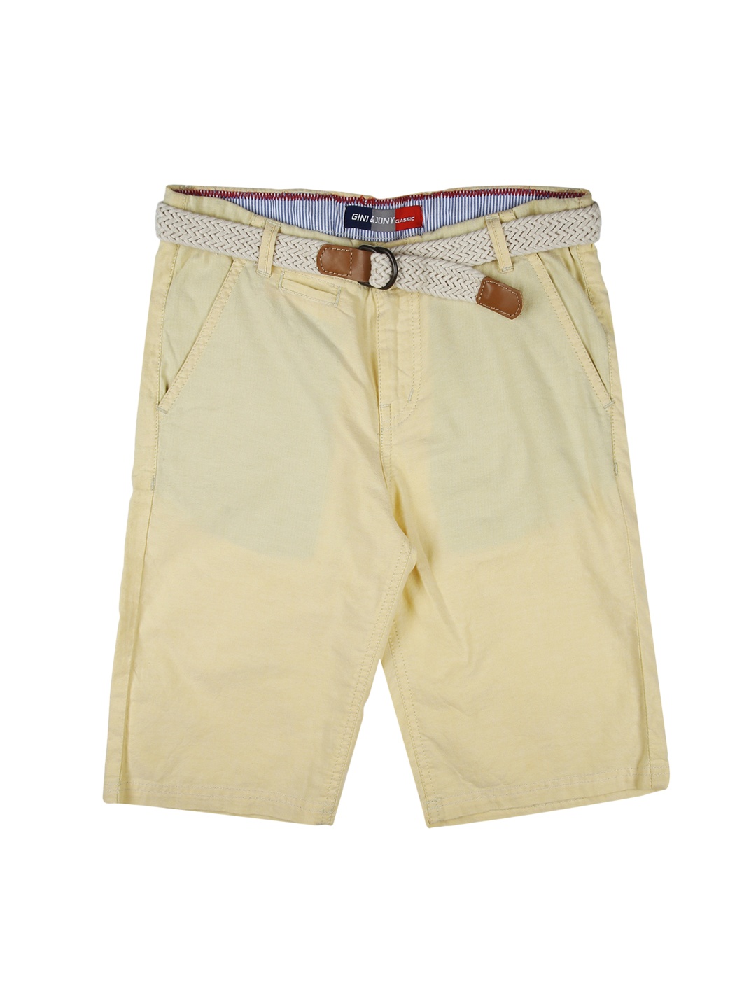 

Gini and Jony Boys Yellow Solid Regular Fit Shorts