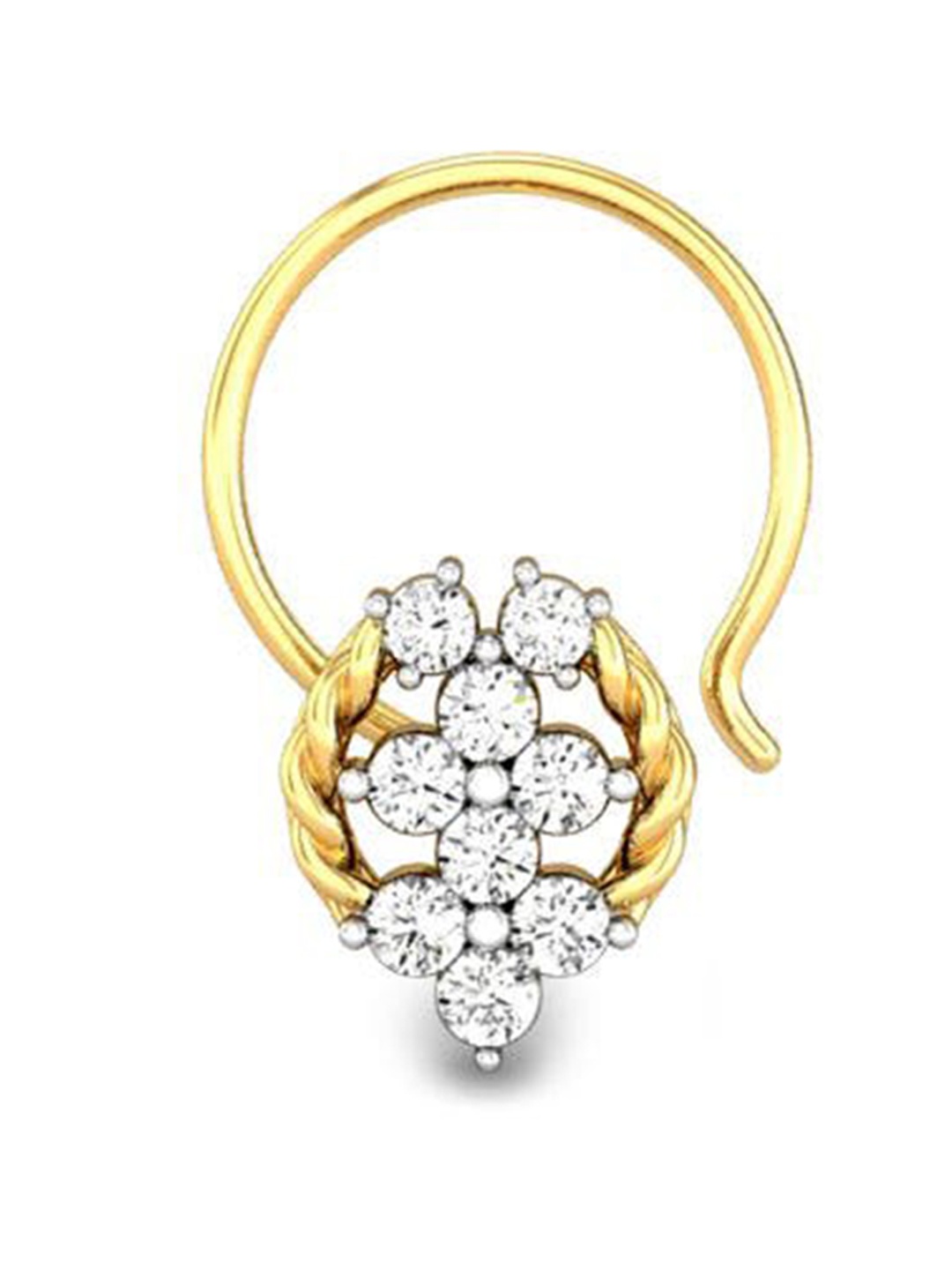 

CANDERE A KALYAN JEWELLERS COMPANY 18KT Gold Diamond-Studded Nosepin -0.5gm