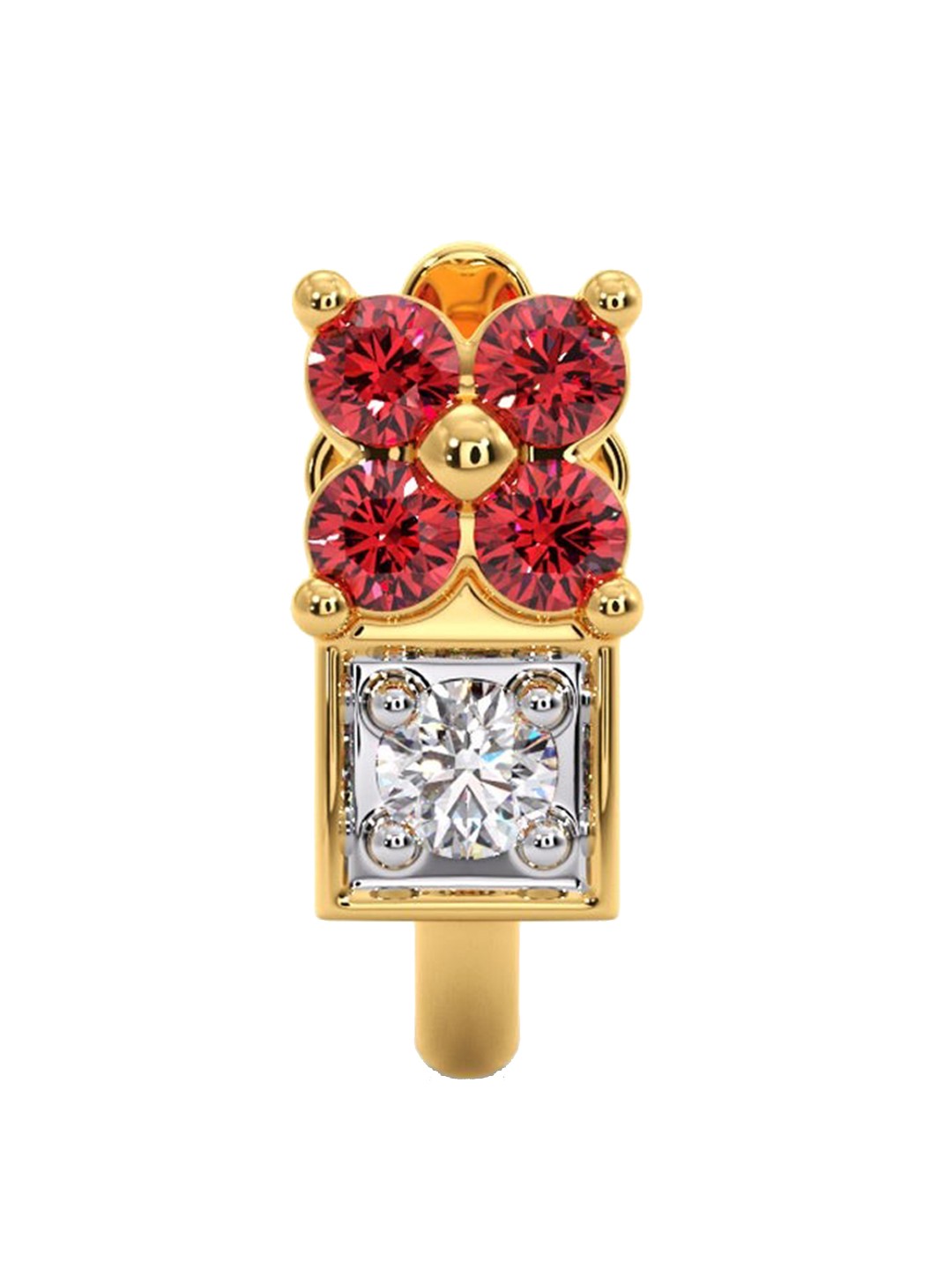 

CANDERE A KALYAN JEWELLERS COMPANY 18KT (750) Gold Diamond-Studded Nosepin-0.6gm