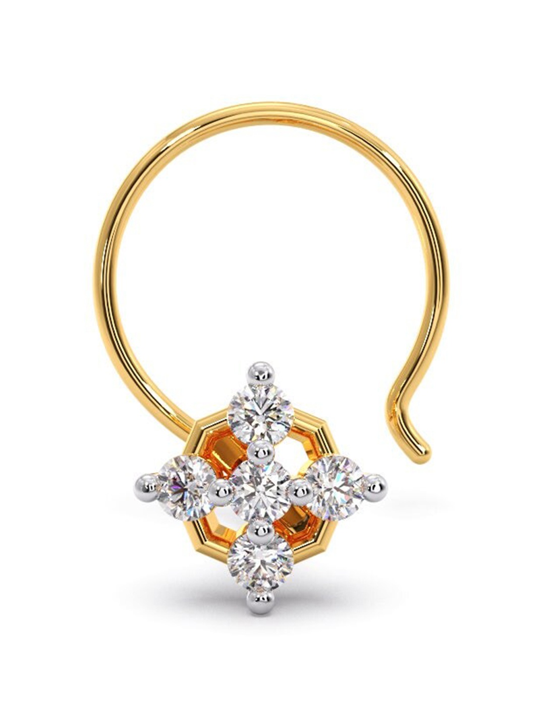 

CANDERE A KALYAN JEWELLERS COMPANY 18KT Gold Diamond Studded Nosepin-0.35gm