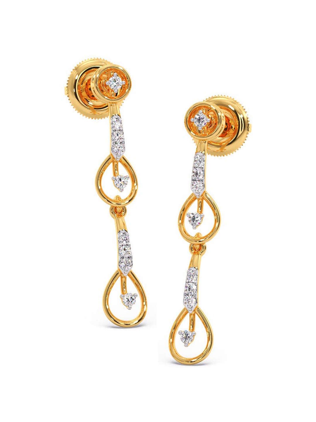 

CANDERE A KALYAN JEWELLERS COMPANY 18KT Gold BIS Hallmark & Diamond Earrings-2.12 g