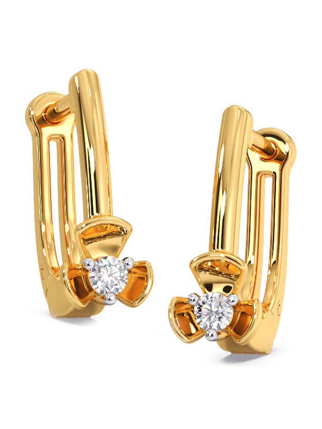 

CANDERE A KALYAN JEWELLERS COMPANY 18KT BIS Hallmark Gold Diamond-Studded Earrings - 2.11 g