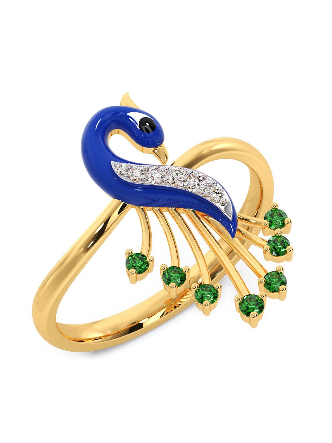 

CANDERE A KALYAN JEWELLERS COMPANY 14KT Gold Diamond & Gemstone Studded Ring-2.35 g