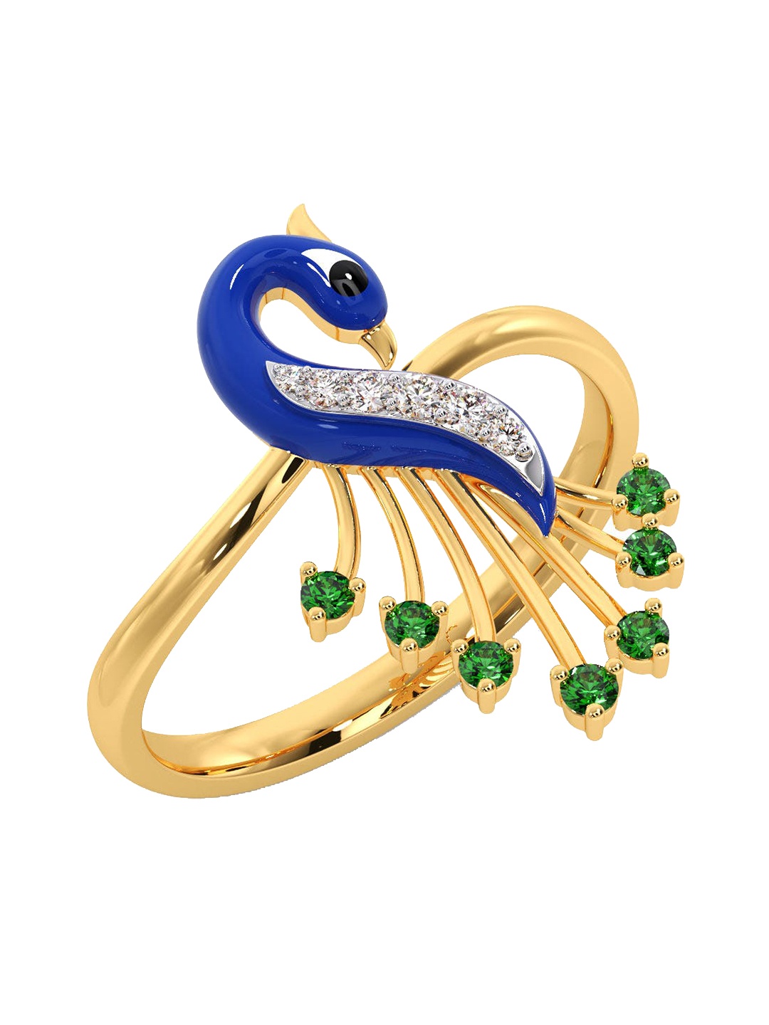 

CANDERE A KALYAN JEWELLERS COMPANY 14KT Gold Diamond & Gemstone Studded Ring-2.27 g