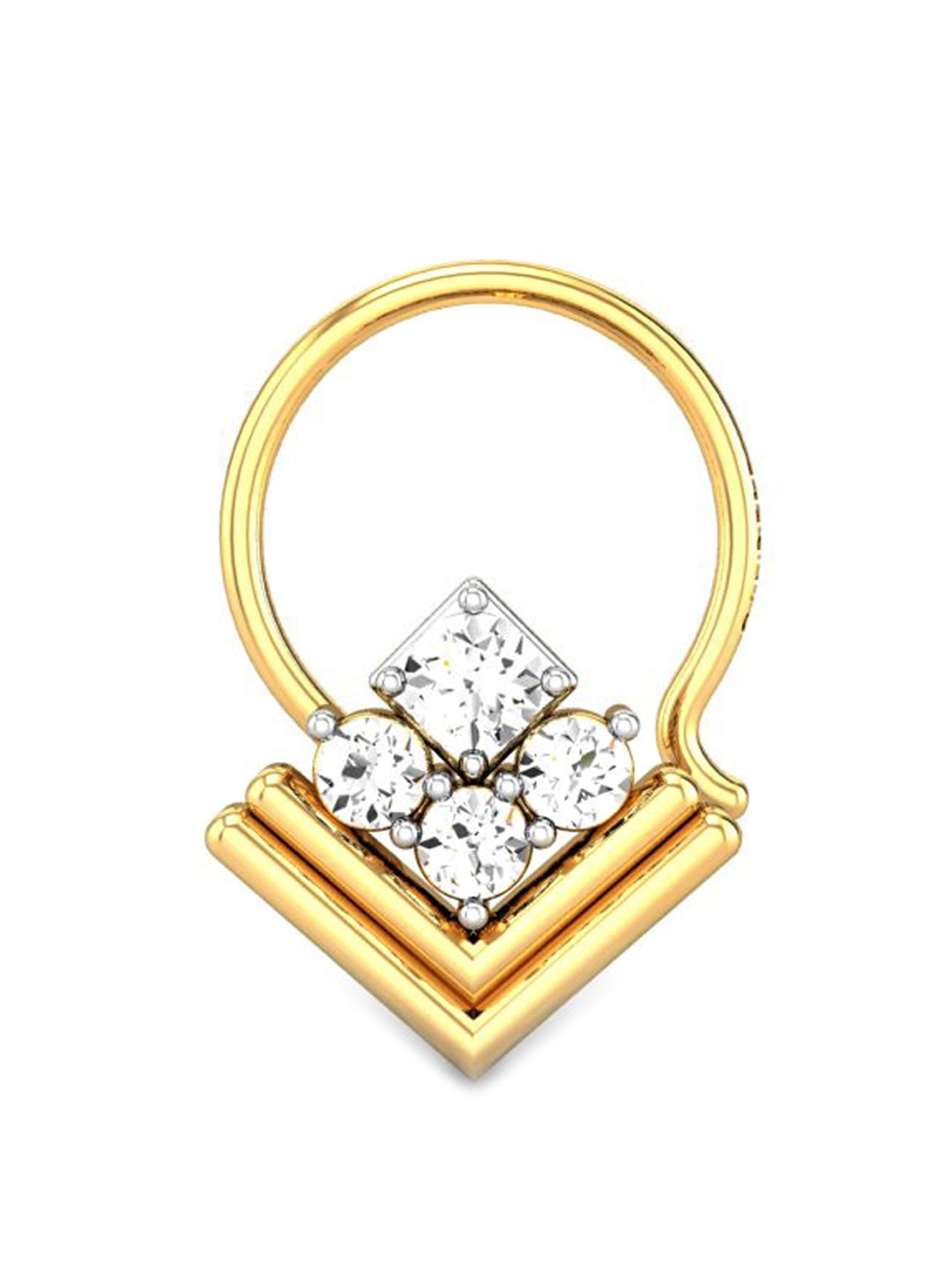 

CANDERE A KALYAN JEWELLERS COMPANY 18KT (750) Gold Diamond-Studded Nosepin-0.42gm