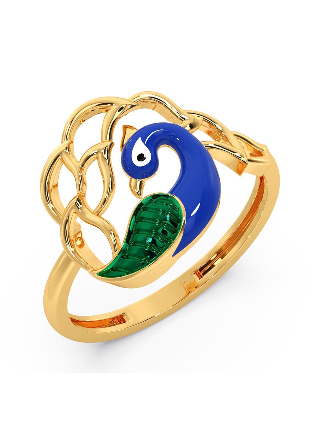

CANDERE A KALYAN JEWELLERS COMPANY Peacock 18KT BIS Hallmark Gold Ring 1.92 g