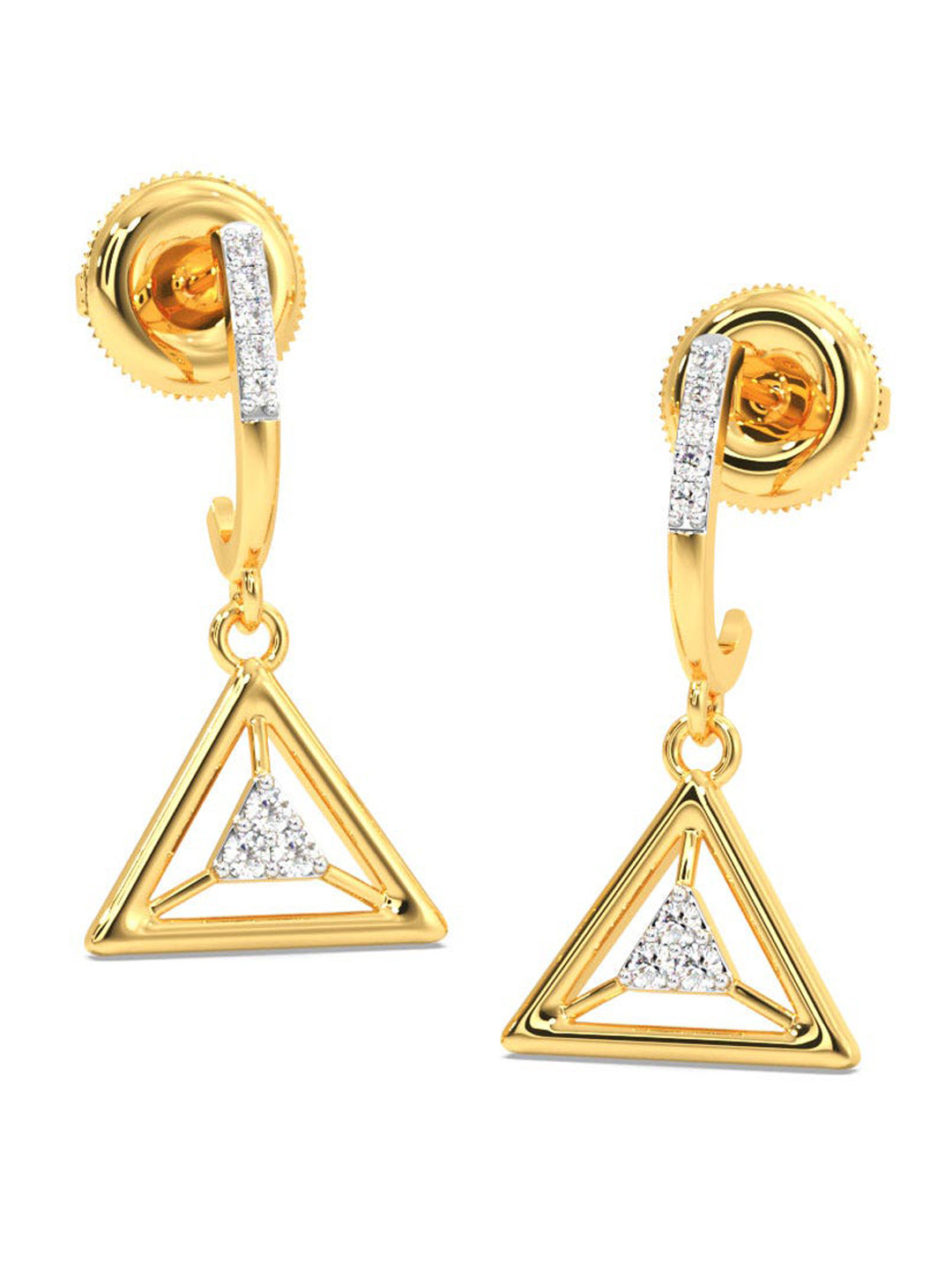 

CANDERE A KALYAN JEWELLERS COMPANY 18KT BIS Hallmark Gold Diamond-Studded Earrings-2 g