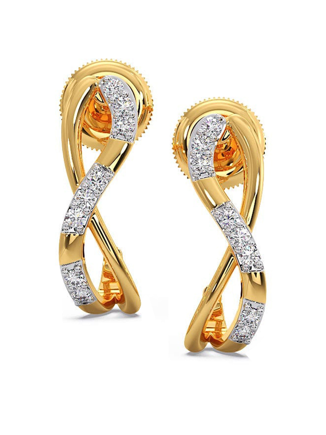 

CANDERE A KALYAN JEWELLERS COMPANY 18KT BIS Hallmark Gold Diamond-Studded Earrings-2.0gm