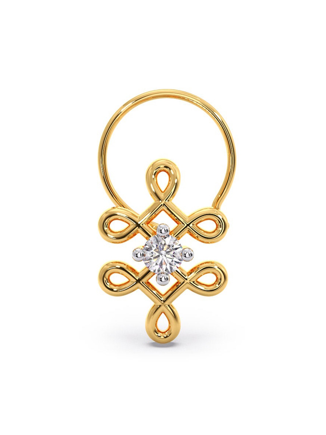 

CANDERE A KALYAN JEWELLERS COMPANY 18KT (750) Gold Diamond-Studded Nosepin-0.55gm