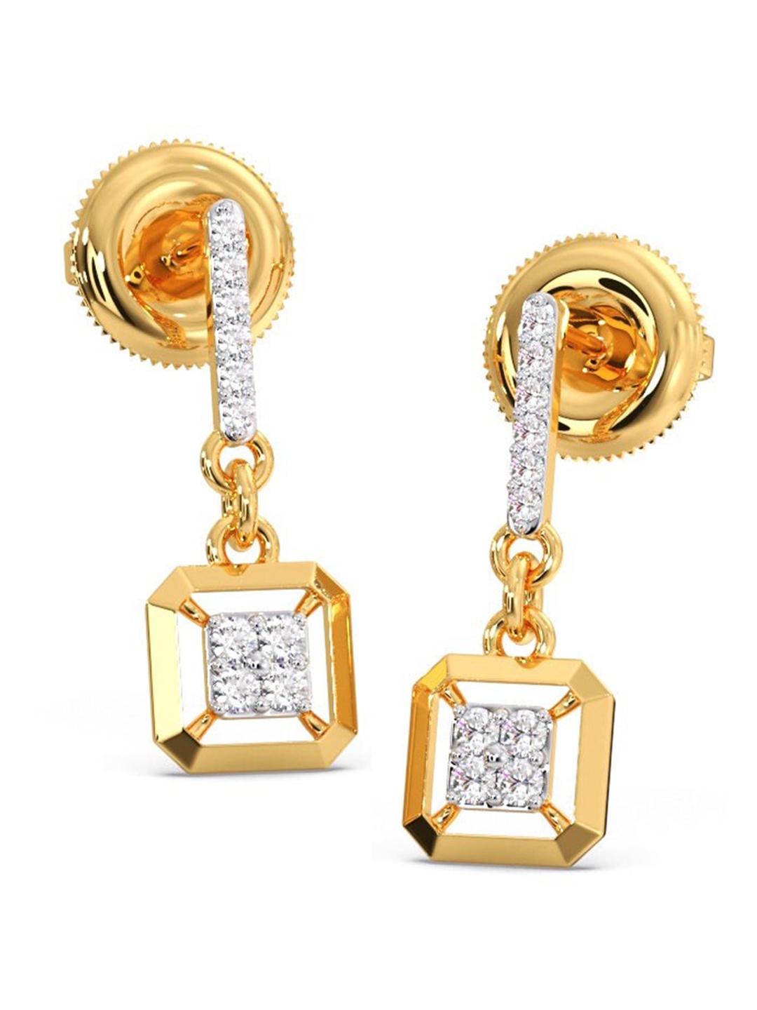 

CANDERE A KALYAN JEWELLERS COMPANY 18KT Gold BIS Hallmark Diamond-Studded Earrings - 1.51g