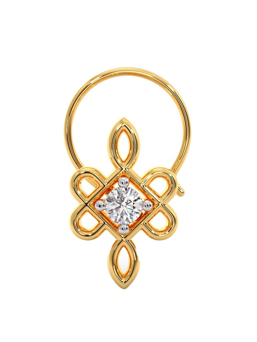 

CANDERE A KALYAN JEWELLERS COMPANY 18KT (750) Gold Diamond-Studded Nosepin-0.6gm