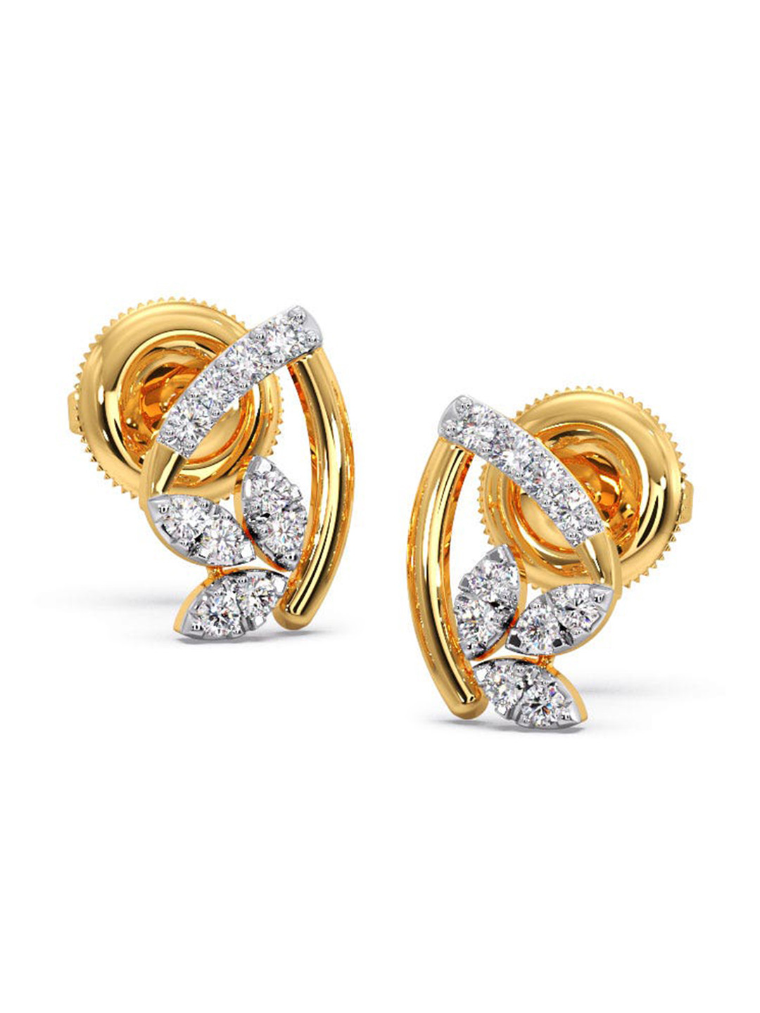 

CANDERE A KALYAN JEWELLERS COMPANY 18KT BIS Hallmark Gold Diamond-Studded Earrings-1.6 g