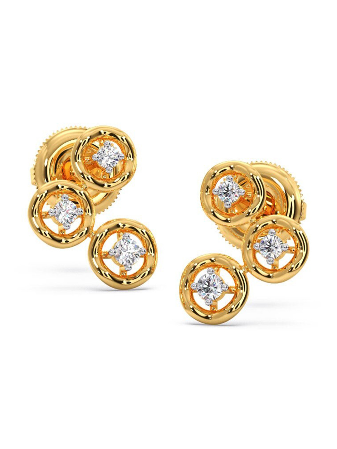 

CANDERE A KALYAN JEWELLERS COMPANY 18KT BIS Hallmark Gold Diamond-Studded Earrings-1.6gm