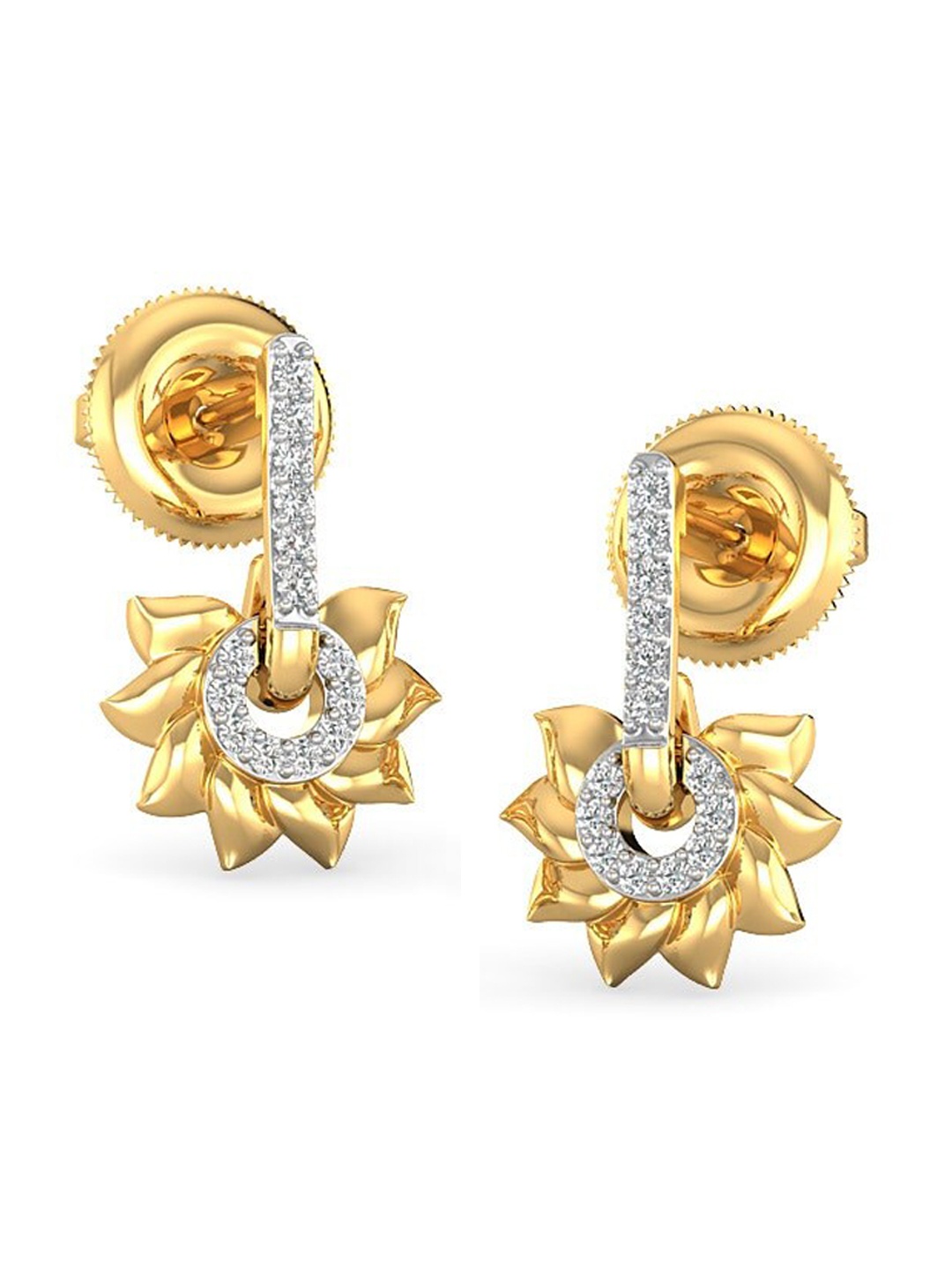 

CANDERE A KALYAN JEWELLERS COMPANY Girls 18KT Gold Diamond-Studded Earrings-1.8gm