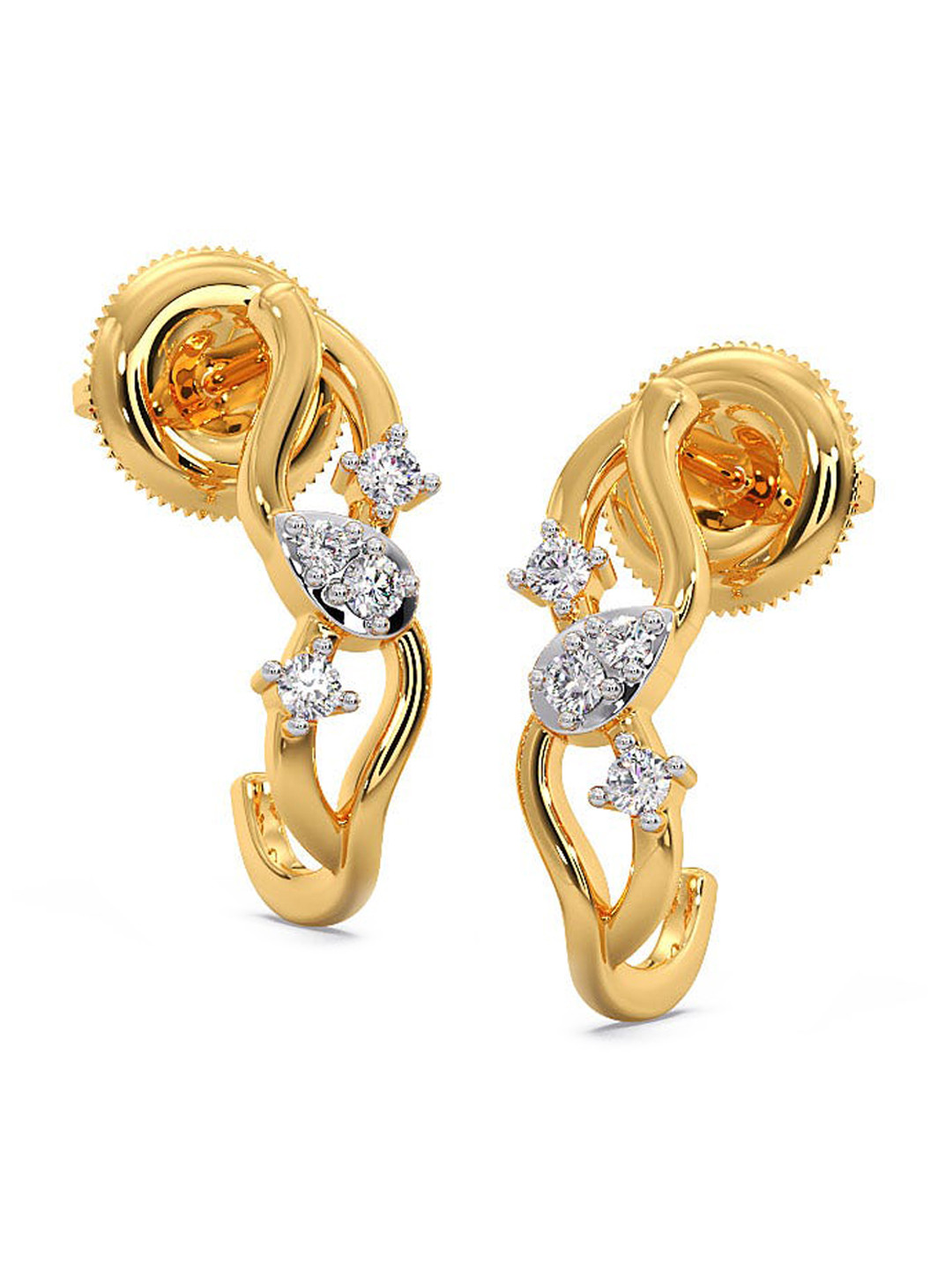 

CANDERE A KALYAN JEWELLERS COMPANY 18KT BIS Hallmark Gold Diamond-Studded Earrings-1.91 g