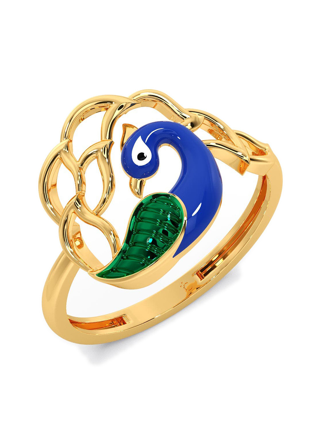 

CANDERE A KALYAN JEWELLERS COMPANY Peacock 18KT BIS Hallmark Gold Ring-1.73gm