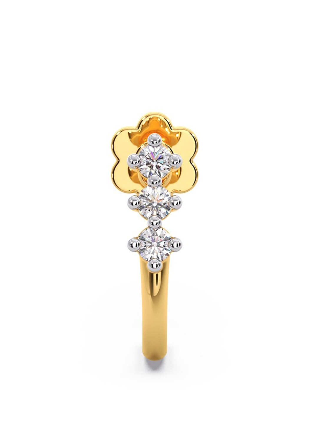 

CANDERE A KALYAN JEWELLERS COMPANY 18KT (750) Gold Diamond-Studded Nosepin-0.35gm