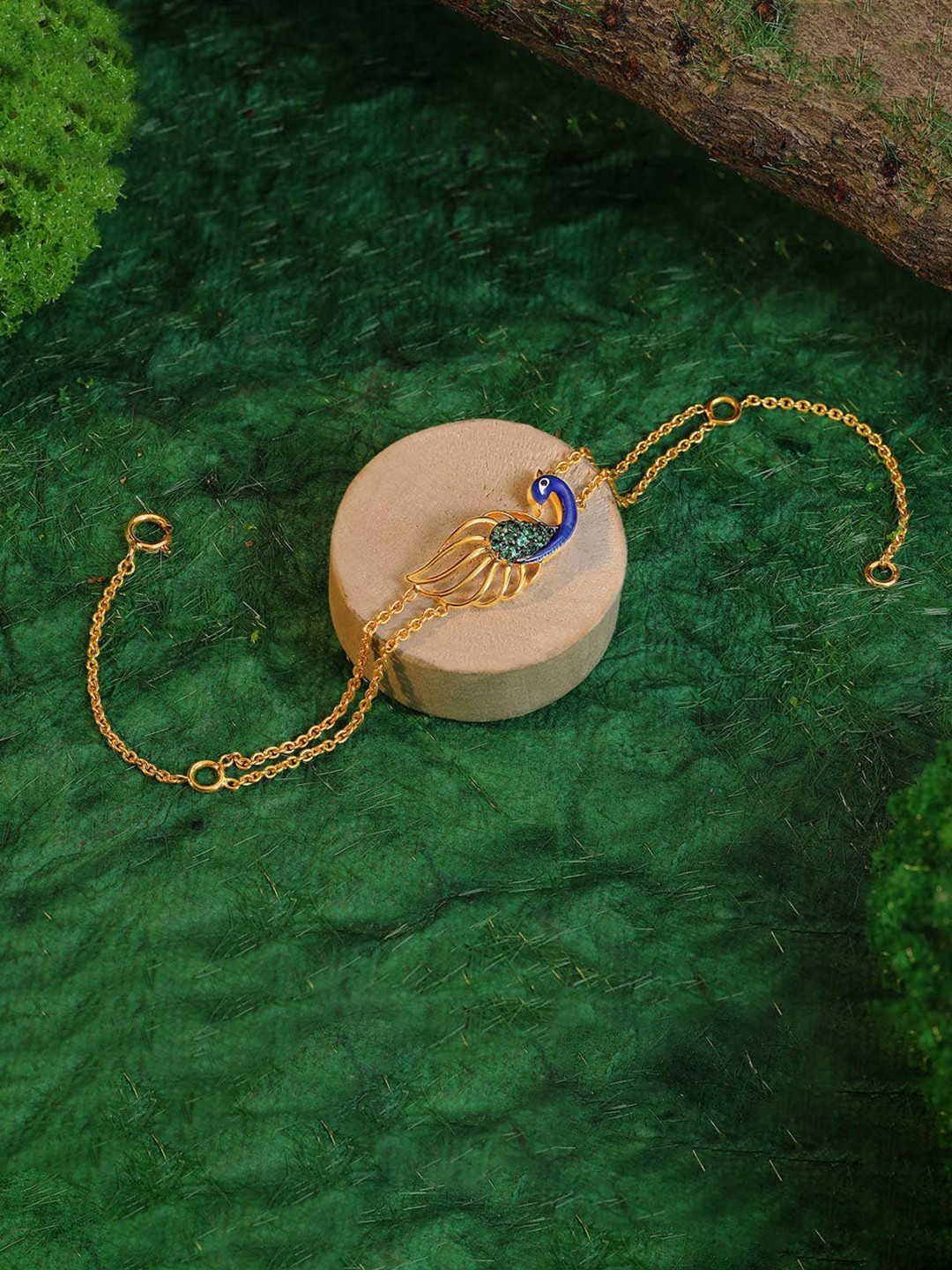 

CANDERE A KALYAN JEWELLERS COMPANY Peacock 18KT (750) Gold Gemstone Bracelet-2.95 g