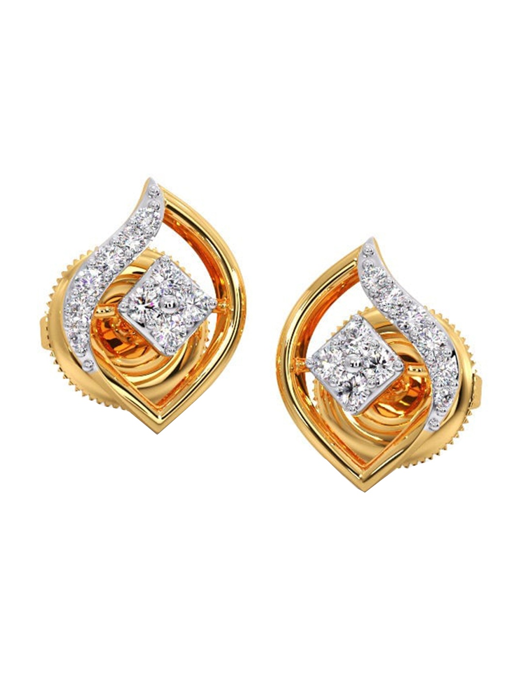

CANDERE A KALYAN JEWELLERS COMPANY 18KT Gold BIS Hallmark Diamond-Studded Earrings-1.51 g