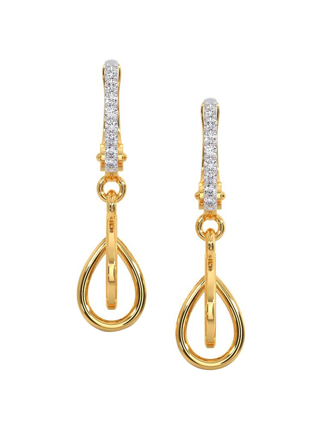 

CANDERE A KALYAN JEWELLERS COMPANY 18KT BIS Hallmark Gold Diamond-Studded Earrings-2.87 g