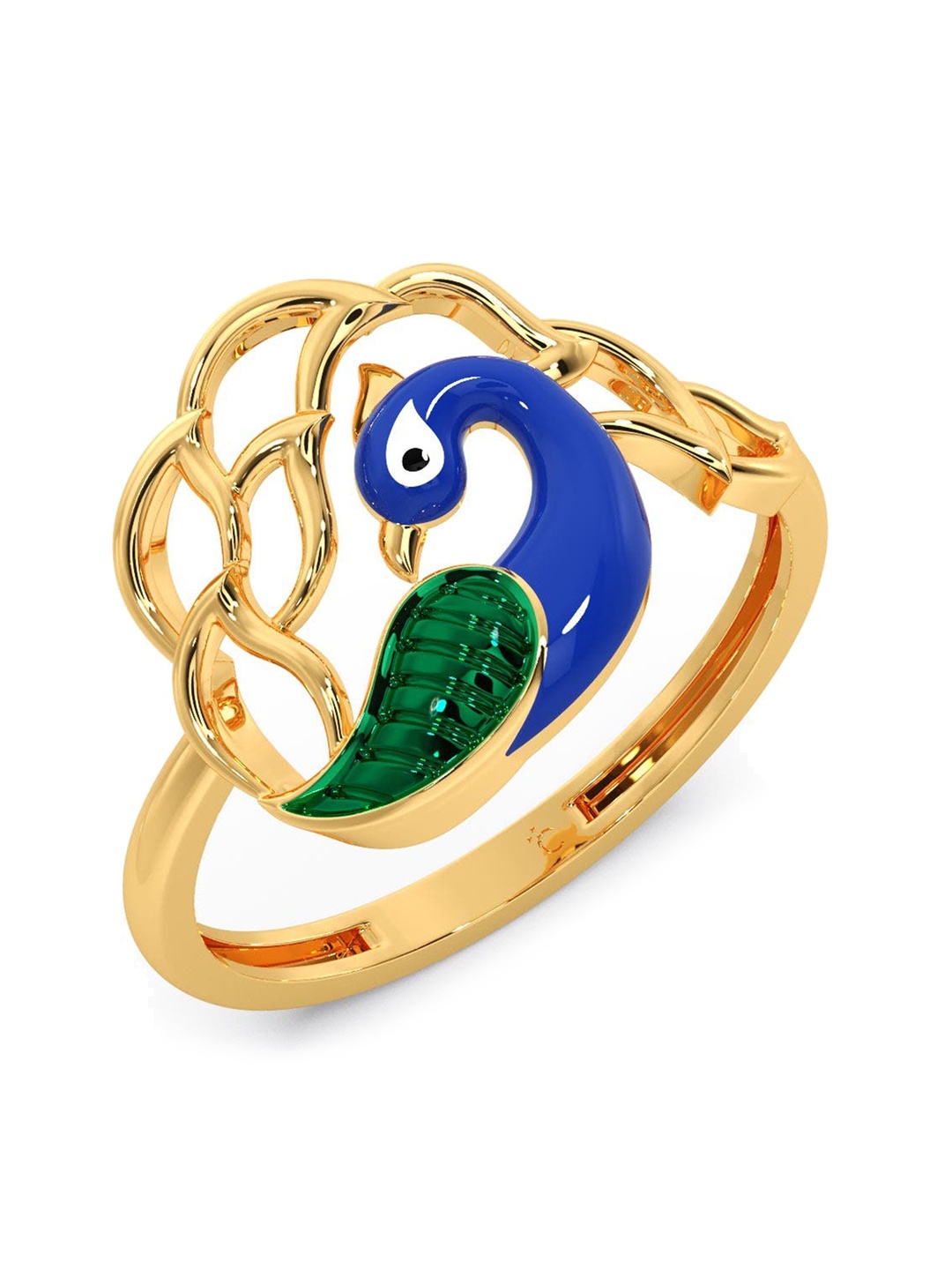 

CANDERE A KALYAN JEWELLERS COMPANY Peacock 14KT BIS Hallmark Gold Ring 1.68 g