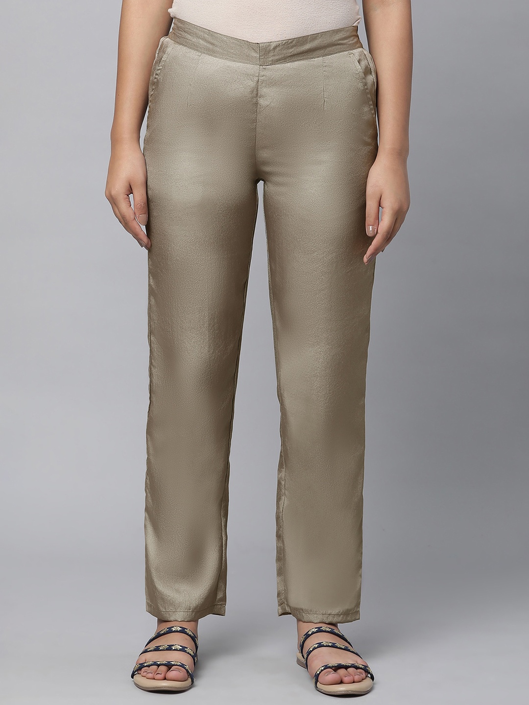 

elleven Women Mid Rise Trousers, Gold