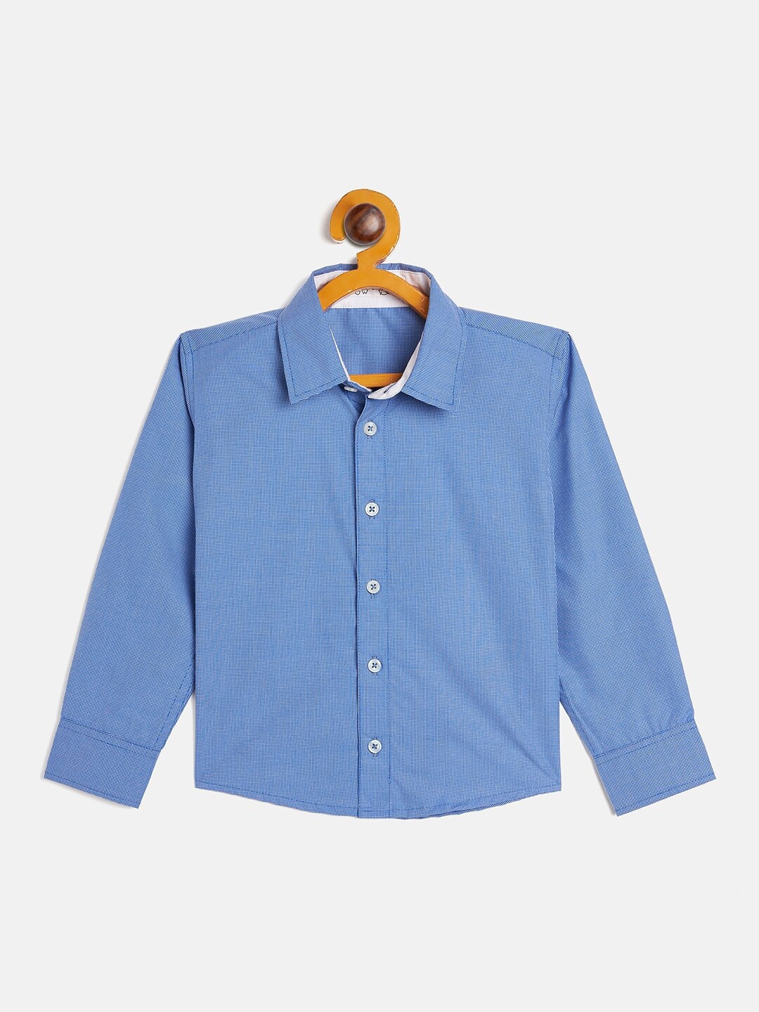 

JWAAQ Boys Relaxed Micro Checks Spread Collar Cotton Casual Shirt, Blue